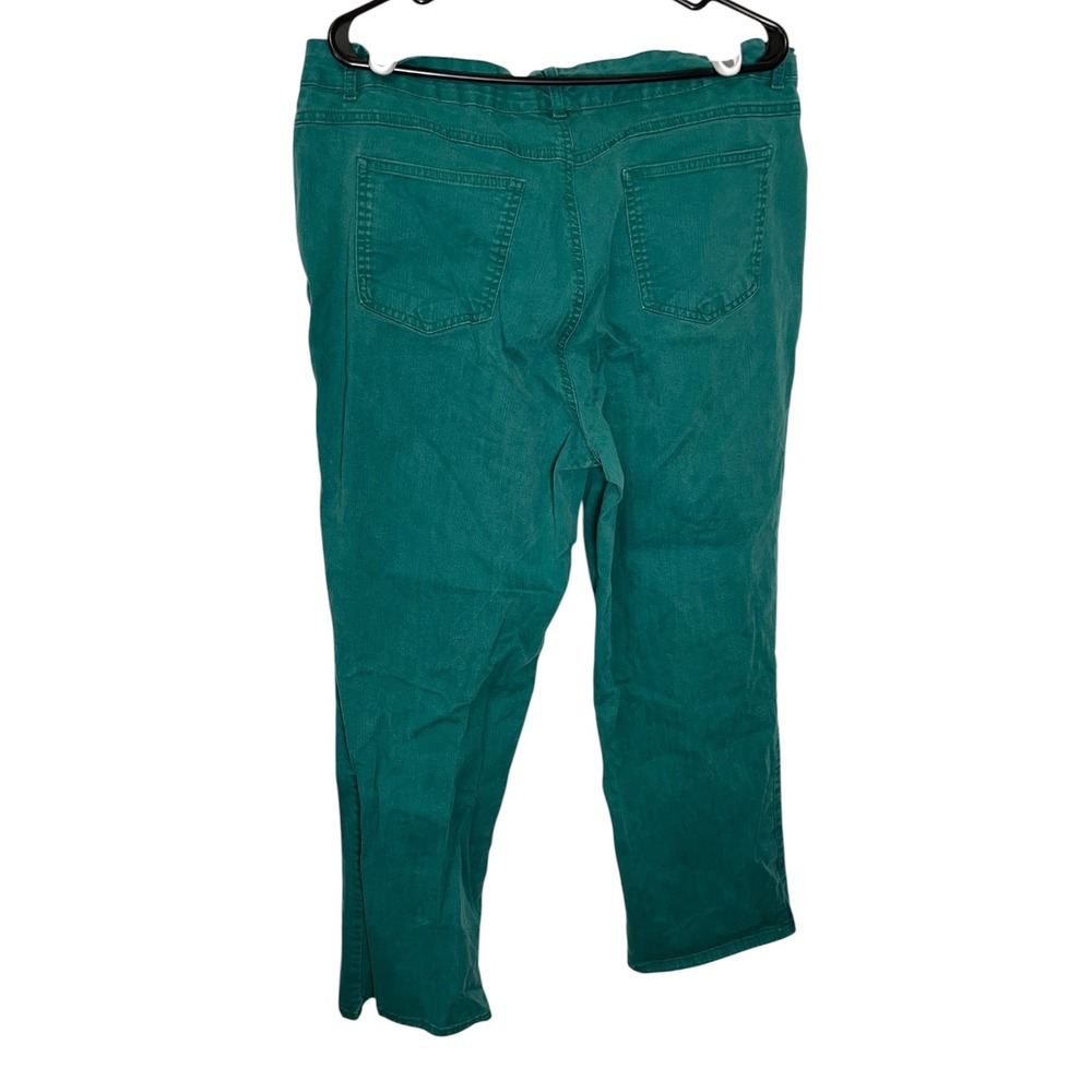 Kim Rogers 18W Green Denim Pants Straight Leg High Rise Stretch Classic Preppy - Picture 4 of 6